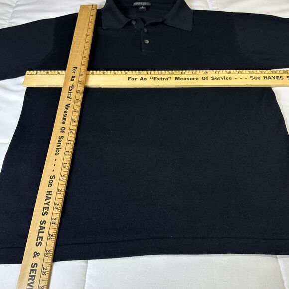 Harold Powell Collared Polo Sweater Large 100% Silk Black Pullover Short Sleeve - Picture 5 of 11